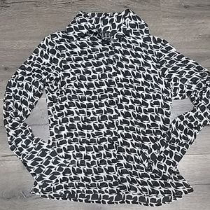 INC black and white sheer blouse